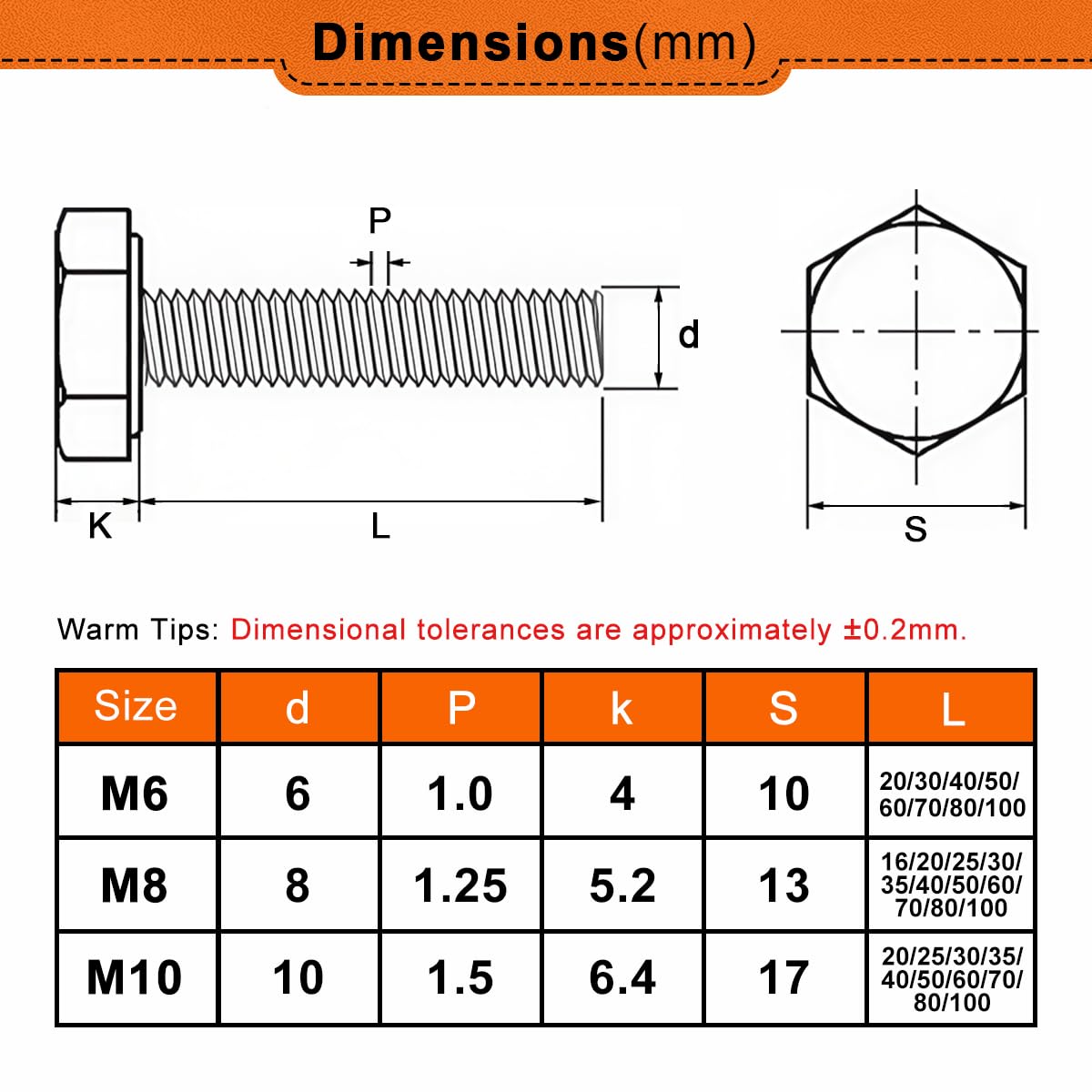 Drenky M8 Hex Bolts 304 Stainless Steel M8 x 20mm Hex Head Screws Bolt DIN 933 Machine Screws for Furniture Repair Automotive & Machinery Assembly - Image 2