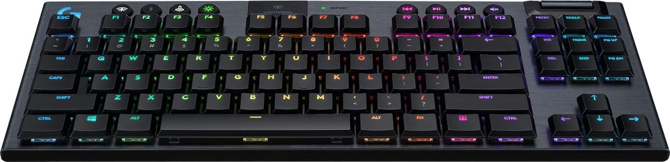 Logitech G915 TKL LIGHTSPEED Wireless RGB Mechanical Gaming Keyboard, Bezprzewodowa mechaniczna klawiatura do gier bez klawiatury numerycznej RGB LIGHTSPEED, Tactile Przełączniki,PC,Mac - Czarny