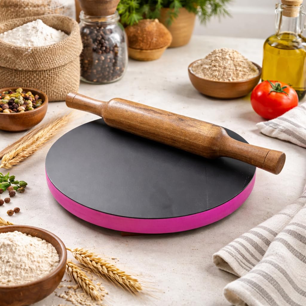Jaipur Ace Juego combinado de madera de palisandro puro hecho a mano de madera de palisandro Chakla Belan/Roti/Chakla Belan/Chapati Maker/Papad Chakla para el hogar y la cocina