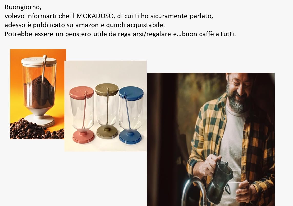 MOKADOSO Dosatore Caffè Per Moka - Precisione Italiana Per Caffettiere Da 1 A 12 Tazze (Colore Tortora) - Foto 8