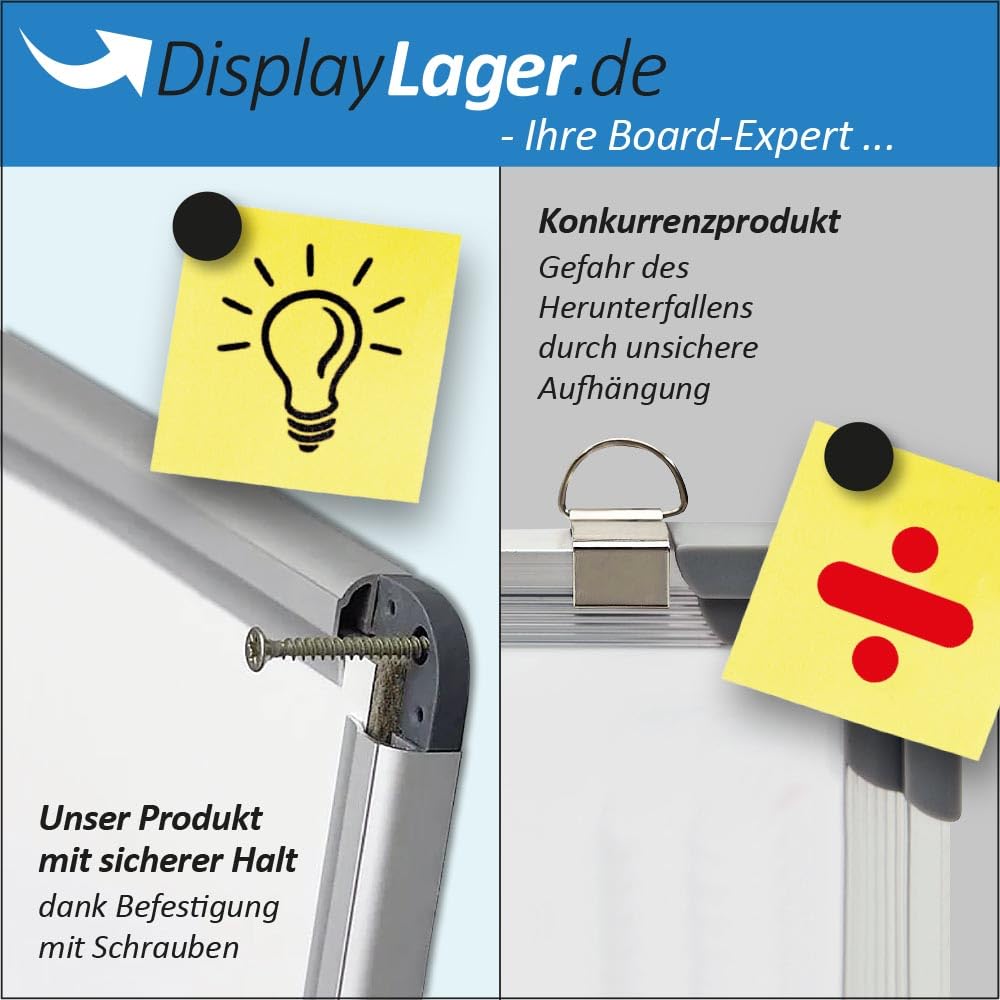 DisplayLager Whiteboard Magnetisch Emailliert - Ideal für Office, Schule, Lehrerzimmer, Küche und Seminarräume, 35 Jahre Garantie (150 cm x 100 cm)