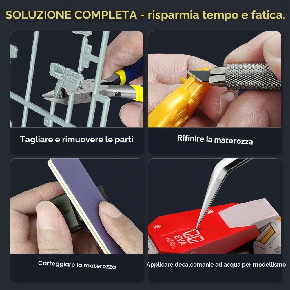 Kit di attrezzi per modellisti principianti Stedi, 14 pezzi: set di attrezzi base professionali per modellisti, attrezzi per hobby e modellismo per Gundam, modellini militari e parti in resina 3D