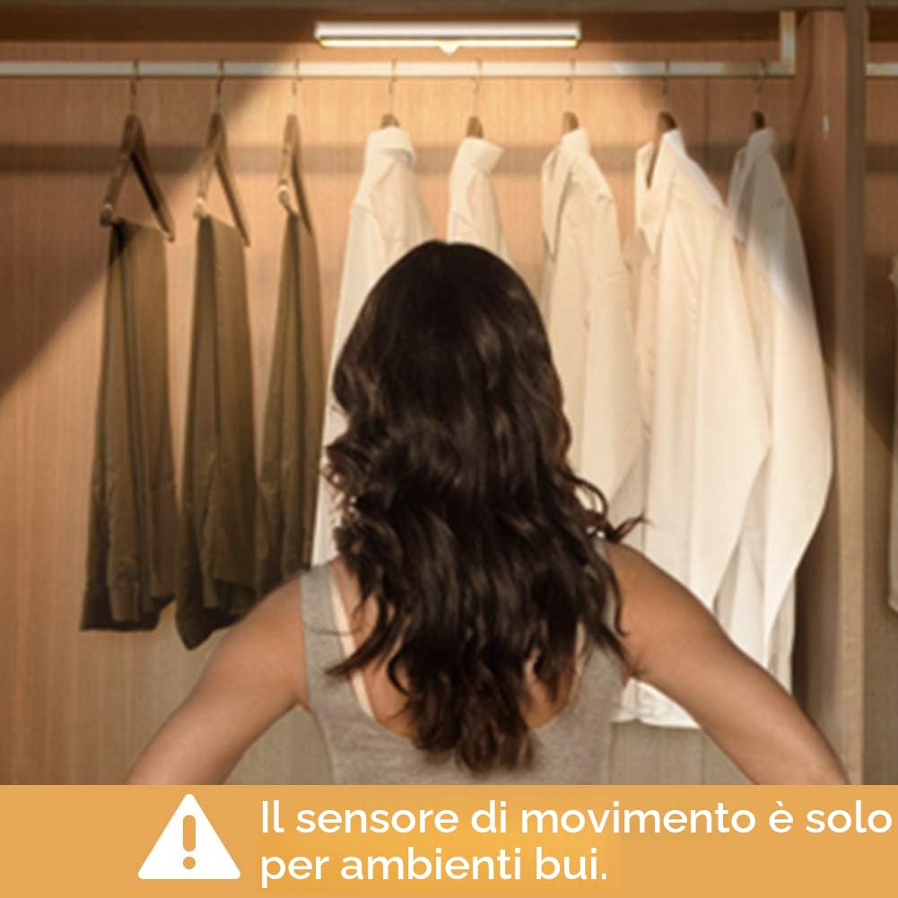 OUSFOT Luce con Sensore Di Movimento, 10 LED Luce Sottopensile Cucina LED 2 pezz Magnetica Ricaricabile Luci Armadio Adatto per Scale, Corridoi, Cucine Emergenze in Garage