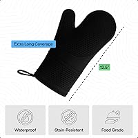 Vista 4 de GORILLA GRIP Guantes de horno de silicona suave sin BPA, resistentes al calor e impermeables, guantes de seguridad para cocinar, forro de algodón