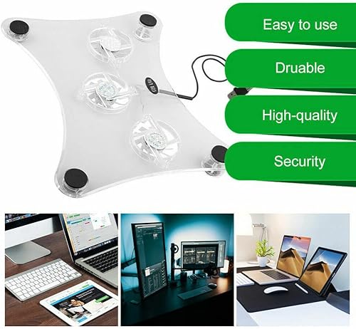 Miniatura 7 de THE PERFECT PART Almohadilla de enfriamiento para laptop para videojuegos, soporte enfriador portátil delgado y silencioso alimentado por USB,