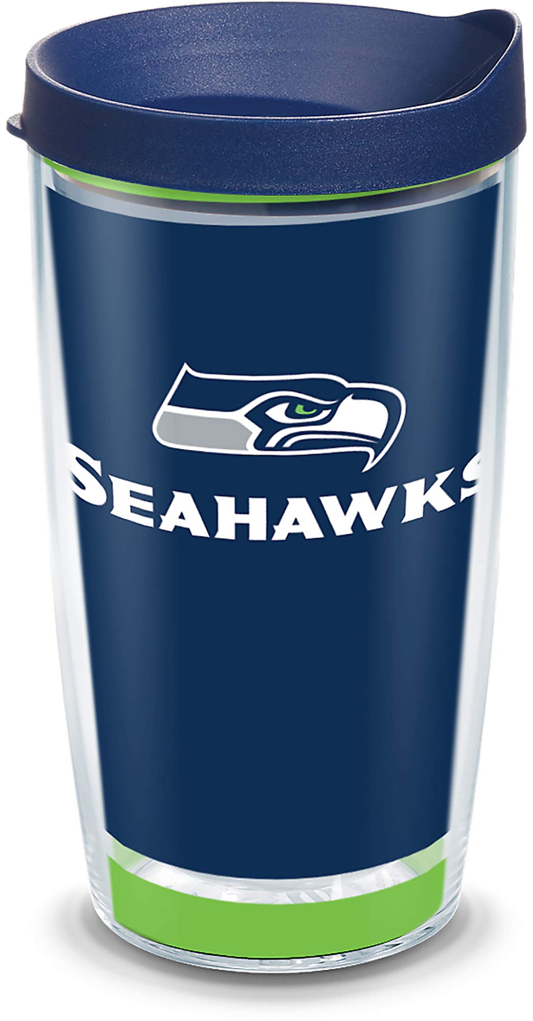 Tervis NFL Seattle Seahawks - Touchdown Insulated Tumbler with Wrap and Navy Blue Travel Lid, 16 oz - Tritan, Clear