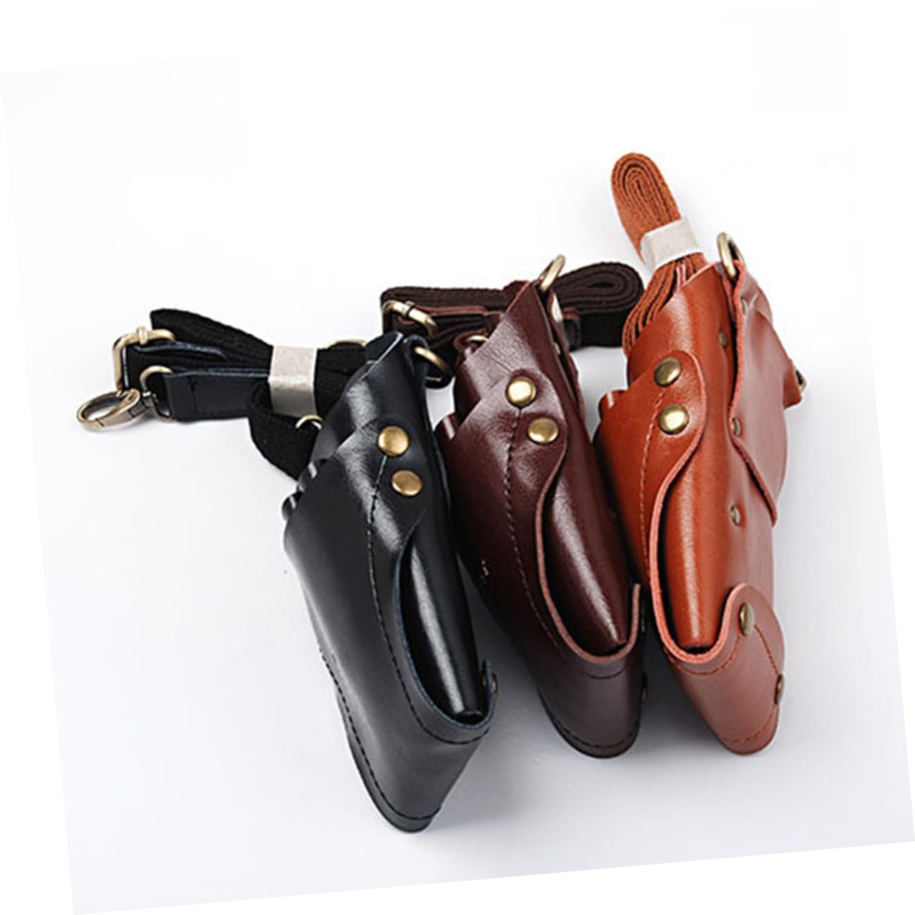 Paquet Banane avec Ceinture Porte-outils en Cuir Marron pour Coiffeurs Étui Ciseaux Coiffure Multifonction Organisation Pratique en Salon de Coiffure