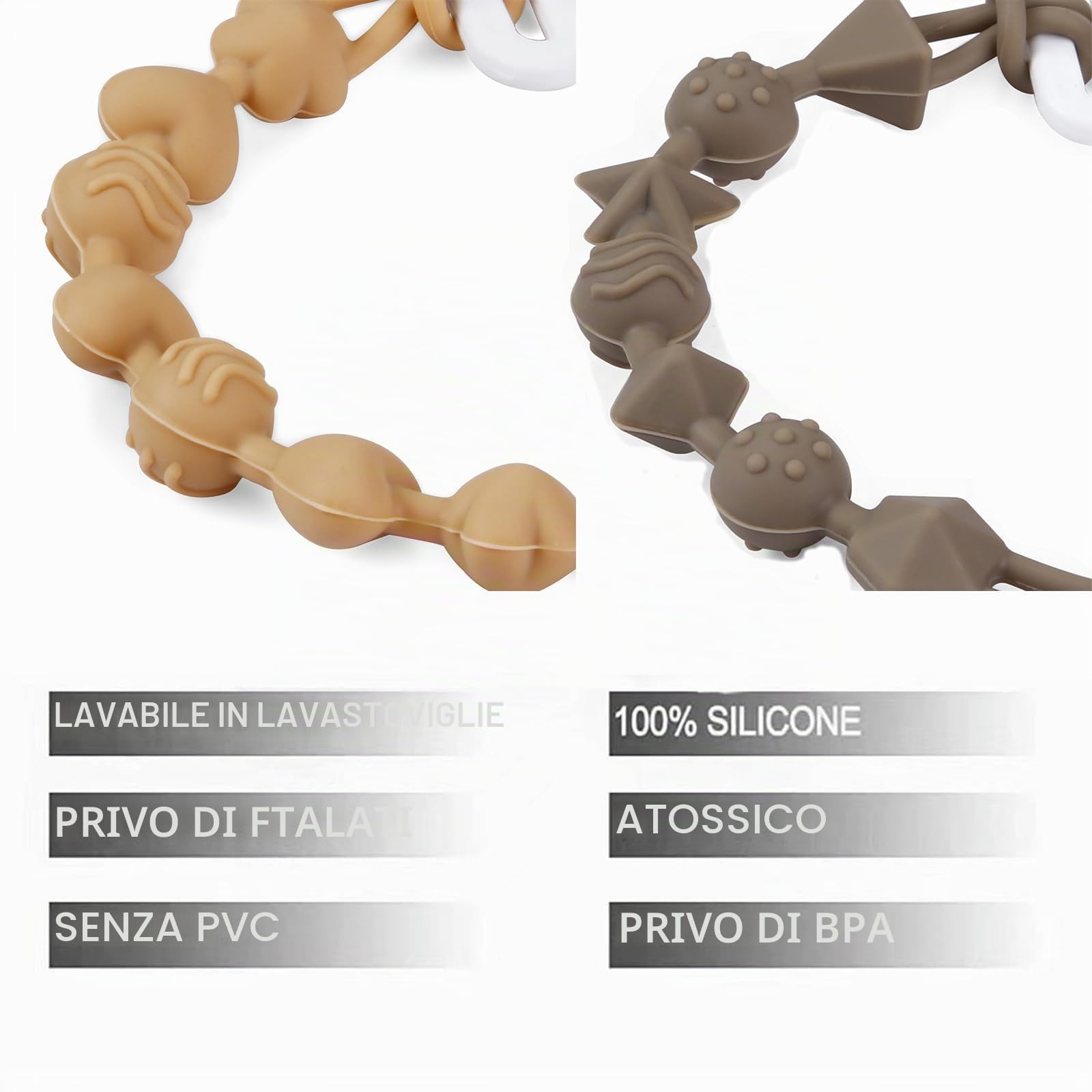 PandaEar Set di 5 Clip Portaciuccio in Silicone | Portaciuccio Monopezzo per Dentizione Bambini