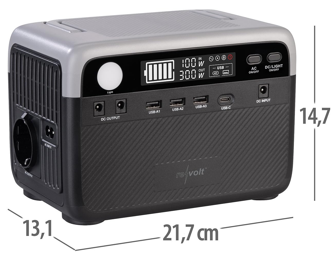 revolt Solarkonverter: Powerstation & Solar-Generator, 230 Wh, 230 V, 300 W, Reine Sinuswelle (Solar Powerbanks, Powerstation Solargenerator, Panel)