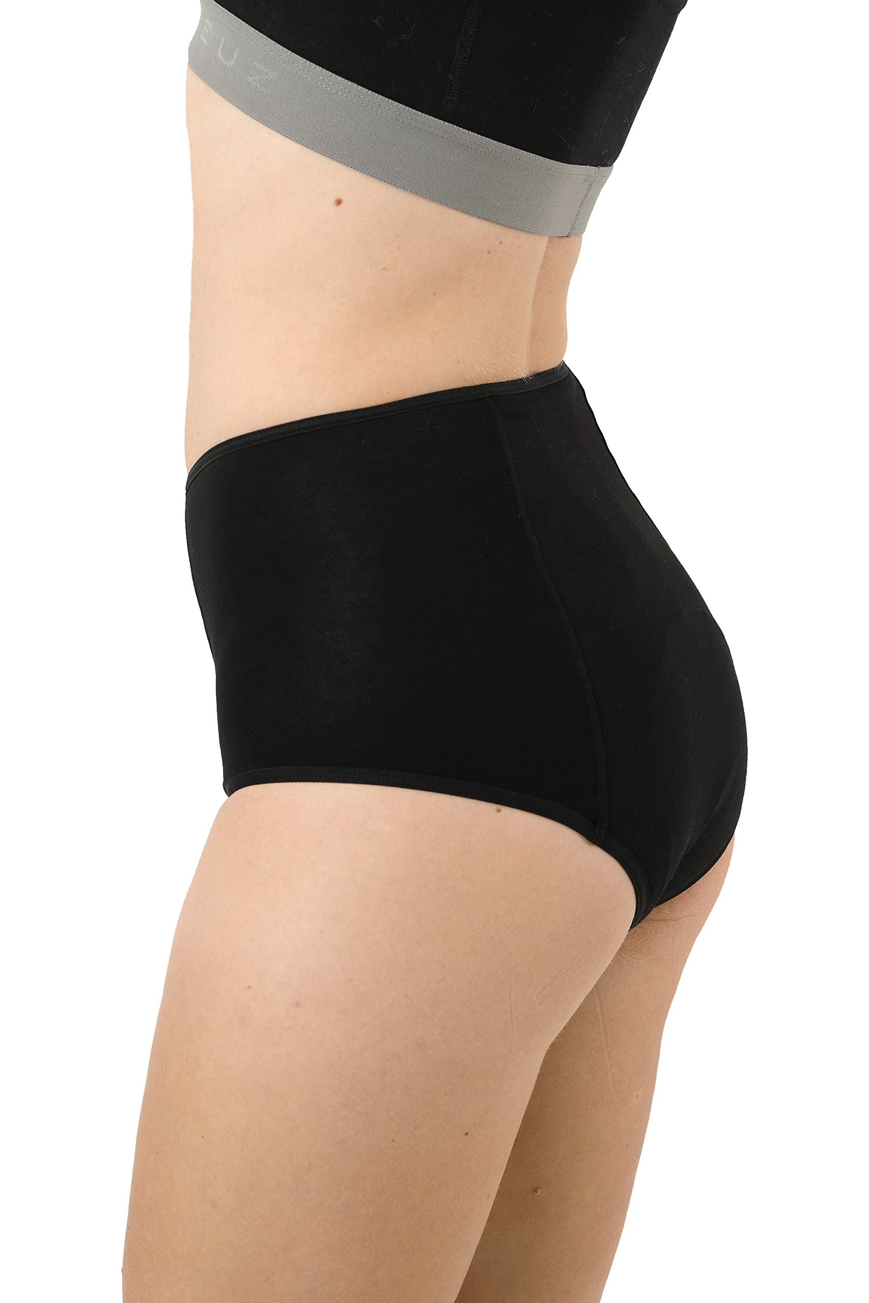 ALBERT KREUZ Femme Culottes menstruelles Bio-Baumwolle Super Taille Haute Set de 2 Noir