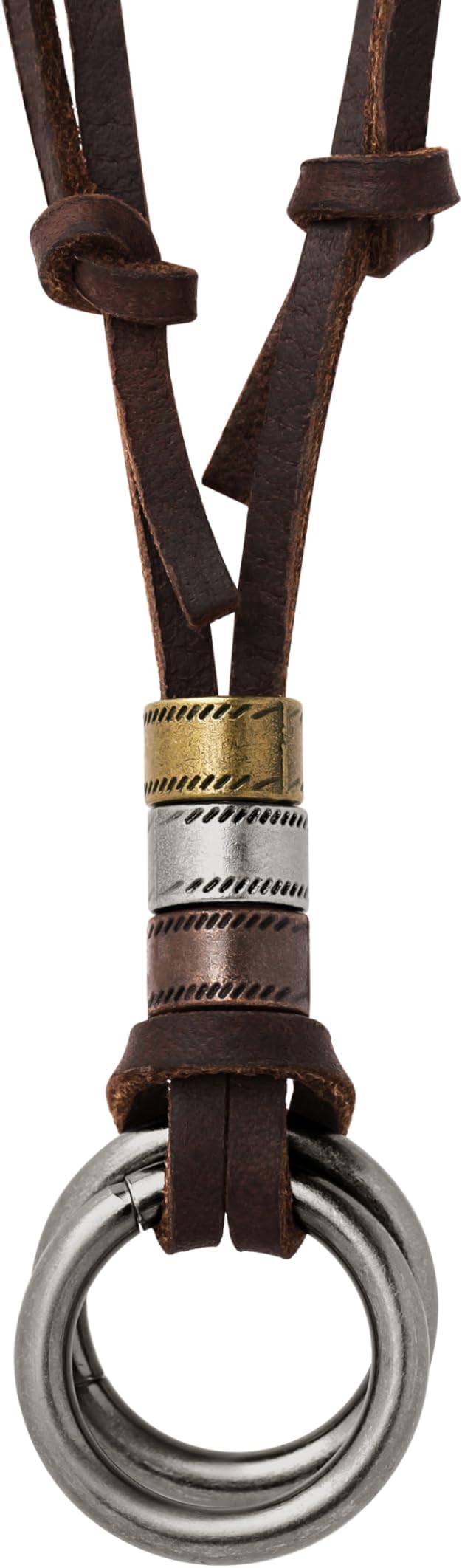 Boho Leather Necklace Antique Tribal Pendant, Boho Jewelry Gift for Men and Women