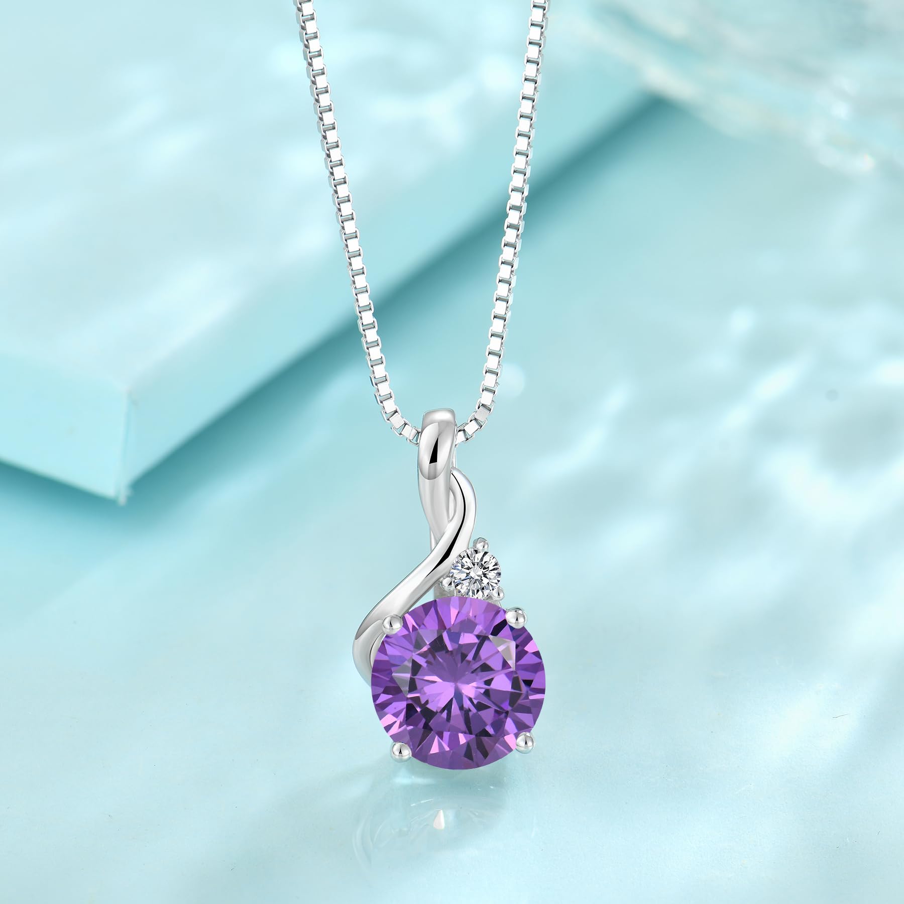 FJ Collar para Mujer Plata de Ley 925 Colgante Piedra de Nacimiento Joyas Regalos para Mujer Esposa Mamá