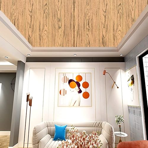 Miniatura 6 de Paneles de pared 3D con textura de madera amarilla de lujo panel de pared de espuma autoadhesivo a prueba de aceite para despegar y pegar cubiertas