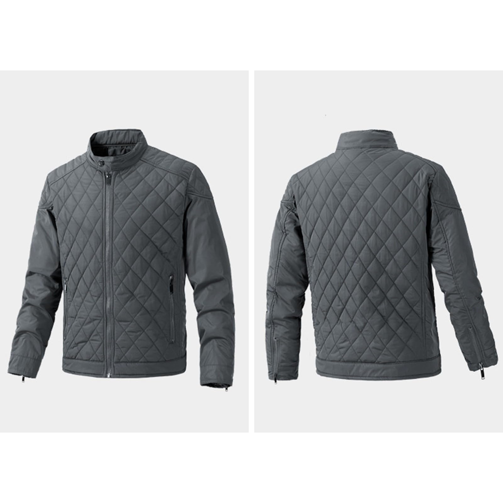 Piumino da uomo, alla moda, leggera, per le mezze stagioni, con colletto alto, trapuntata, invernale, calda, per il tempo libero, giacca softshell con tasca, per lo sport, casual, tinta unita