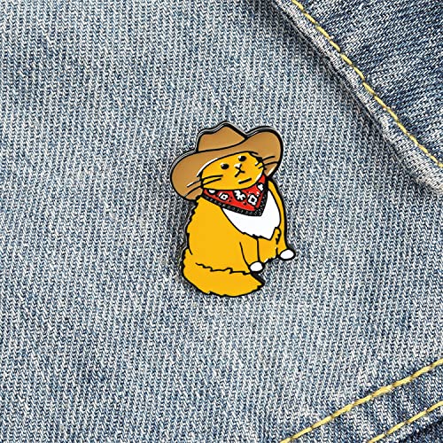 Image of Cute Pins Backpack Pins Alloy Enamel Brooch Cat Funny Cat Brooch Cowboy Badge Pin for Bookbags Clothes /Jackets & Hat Decoration