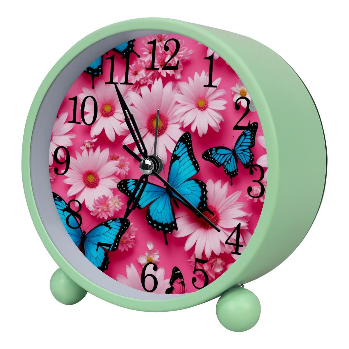 Luoweisi Alarm Clock Butterfly Daisies, Silent Non-Ticking with Night Light
