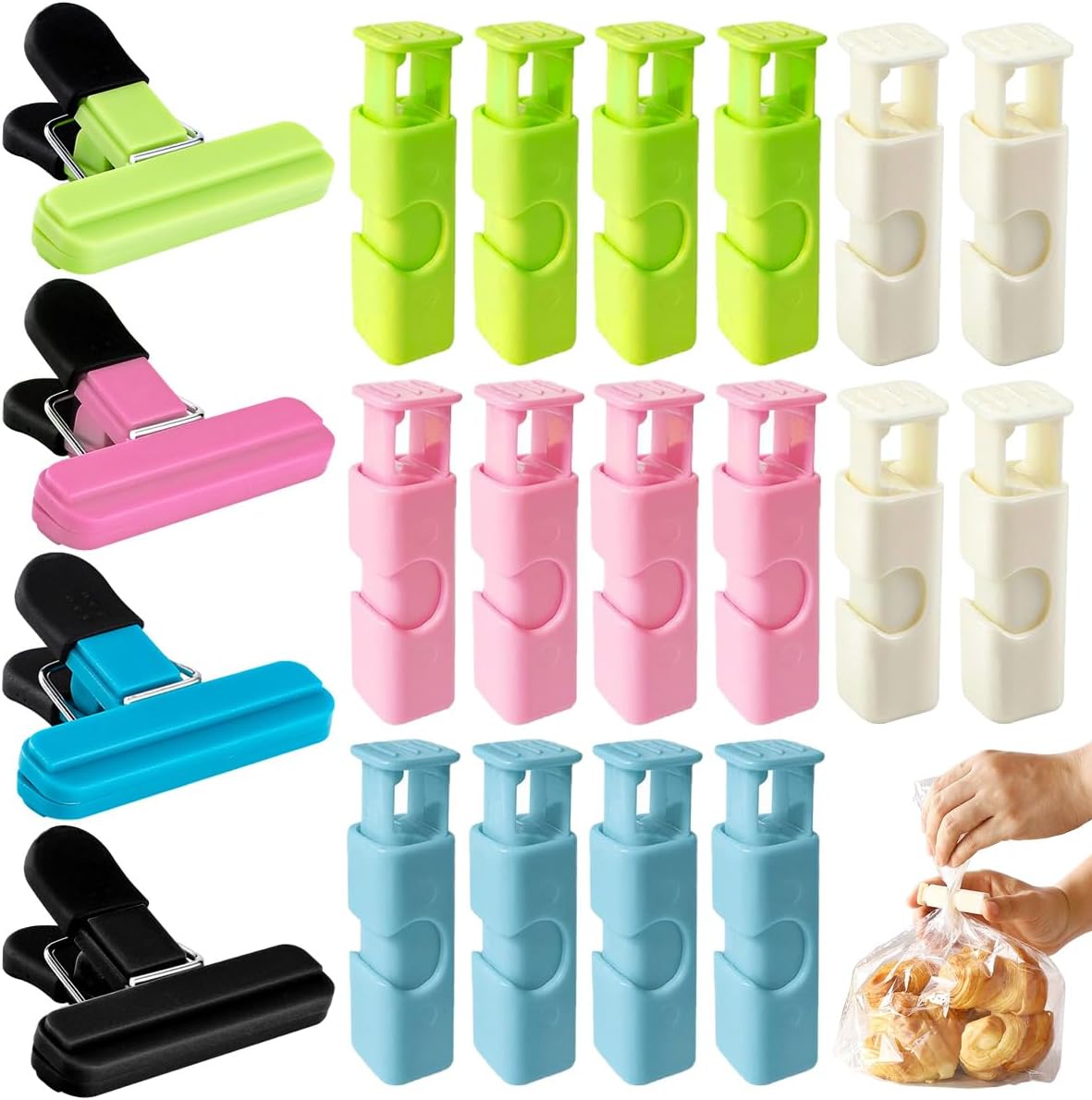 24 PCS Food Clips Bread Bag Clips for Food Storage with Air