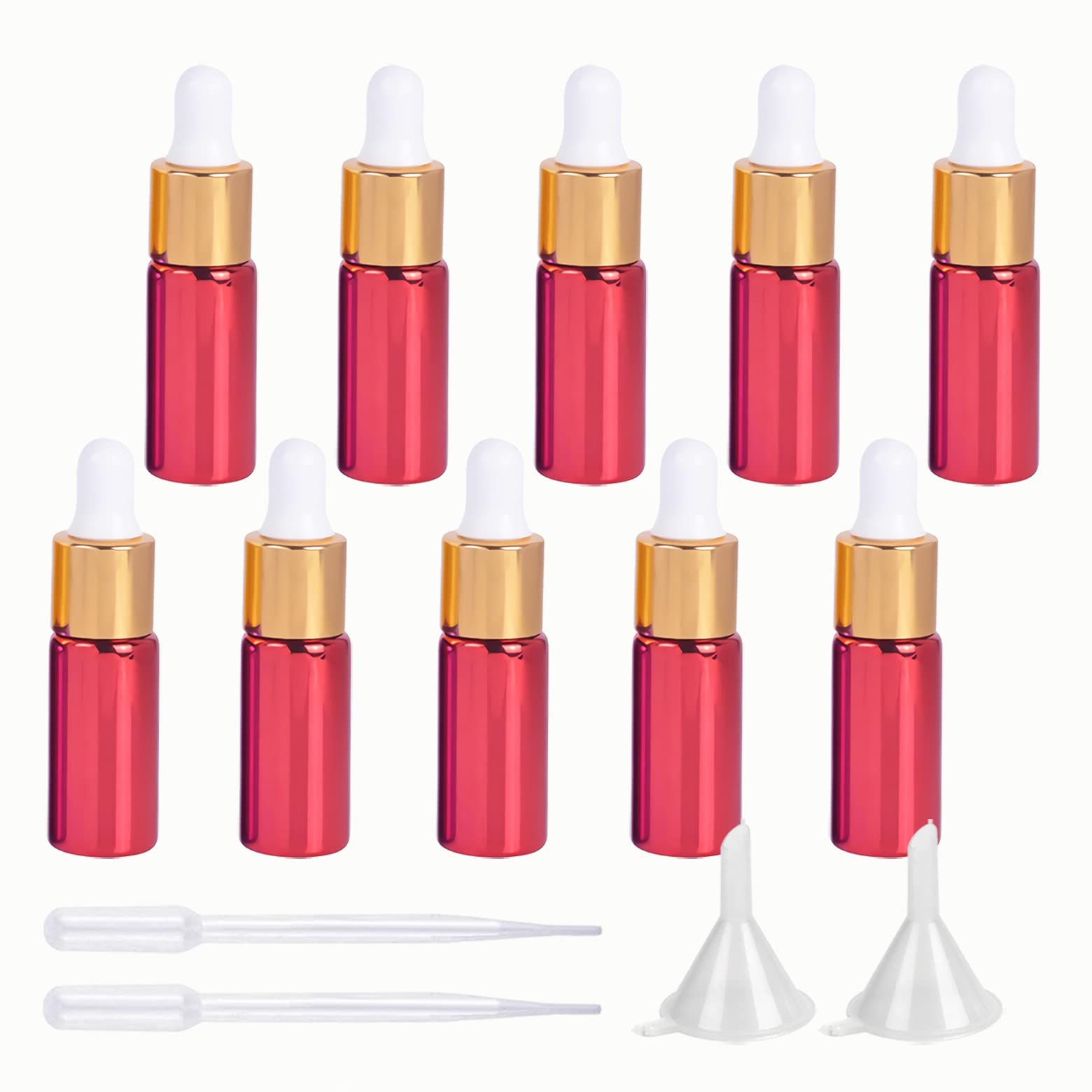 100 Pieza, Vacío 5ml Rojo UV Botellas de Cuentagotas Cristal, Botellas de Vidrio con Pipeta, para Aceite Esencial, Masaje,Fragancia, Aromaterapia, Laboratorio