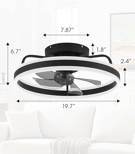Miniatura 7 de APBEAMLighting Ventiladores de techo de 20 pulgadas con luces moderno ventilador de techo LED de bajo perfil con luces y control remoto ventilador