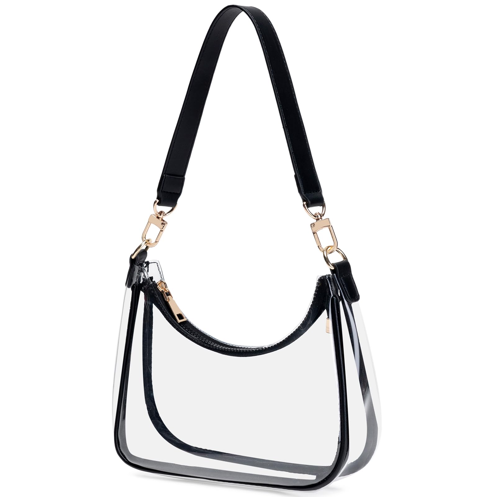 Women's Shoulder Bags Cute Hobo Purses Vintage Handbags, Clear-black view 2