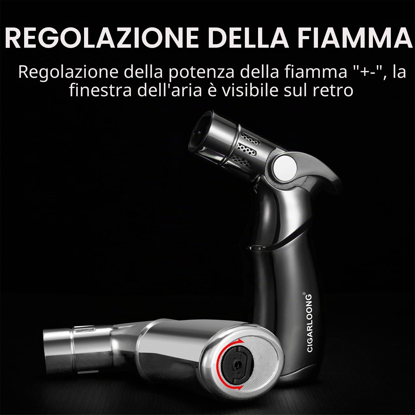 CIGARLOONG Set tagliasigari e accendino a doppia lama singola a ghigliottina e 4 fiamme a getto ricaricabile con posacenere in lega di zinco