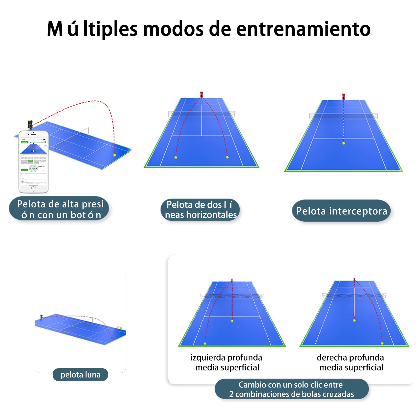 PUSUN PT-Smart Pro Máquina Lanzapelotas de Tenis Profesional Control App Remoto 12 Modos Entrenamiento 4-6 Horas Batería