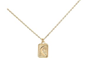 Crescent Moon Square Pendant Necklace: Timeless Allure in Gold