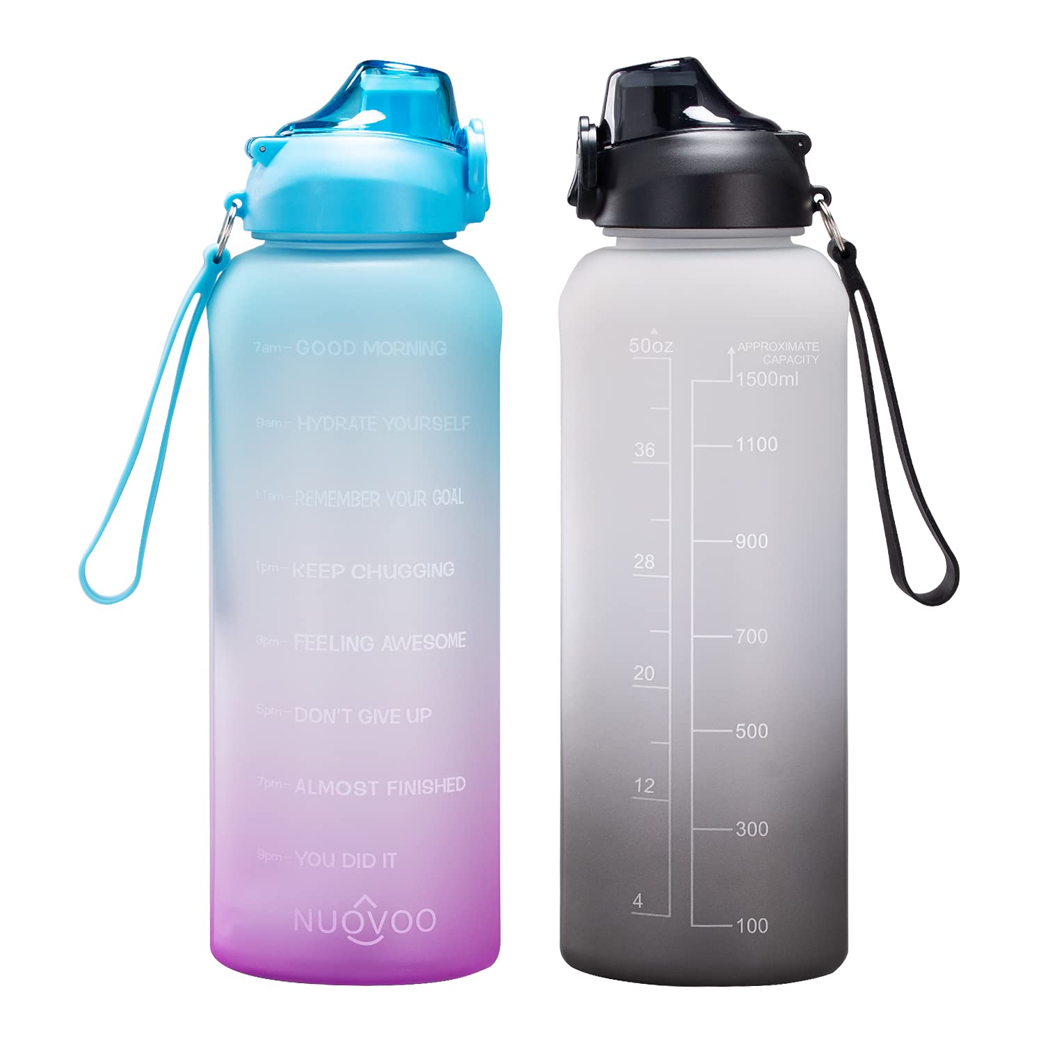Pack 50 Oz Motivational Water Bottle With Time Marker