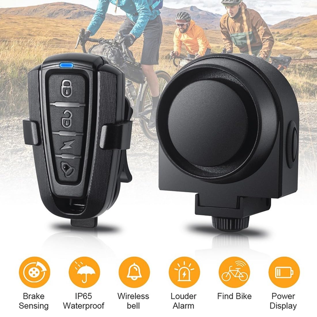 di Sicurezza Antifurto per Bicicletta con Wireless e Sensore, Ricaricabile USB, 2 Pezzi per Moto