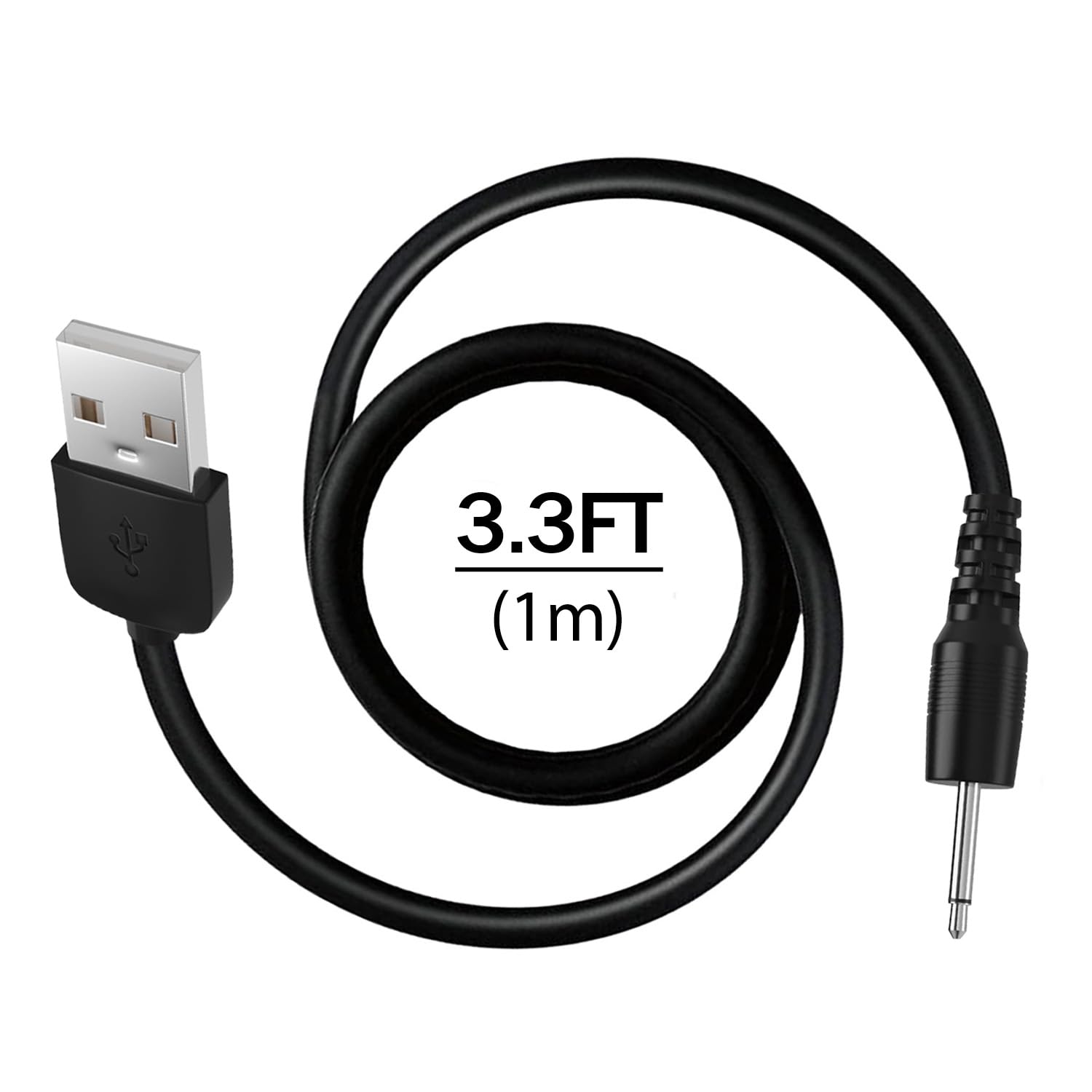 Cavo di ricarica rapida da USB A a DC 2,5 mm per massaggiatore vibrante, giocattoli, dispositivi di bellezza, luci, ventilatori, altoparlanti, cavo di ricarica di ricambio 1 m