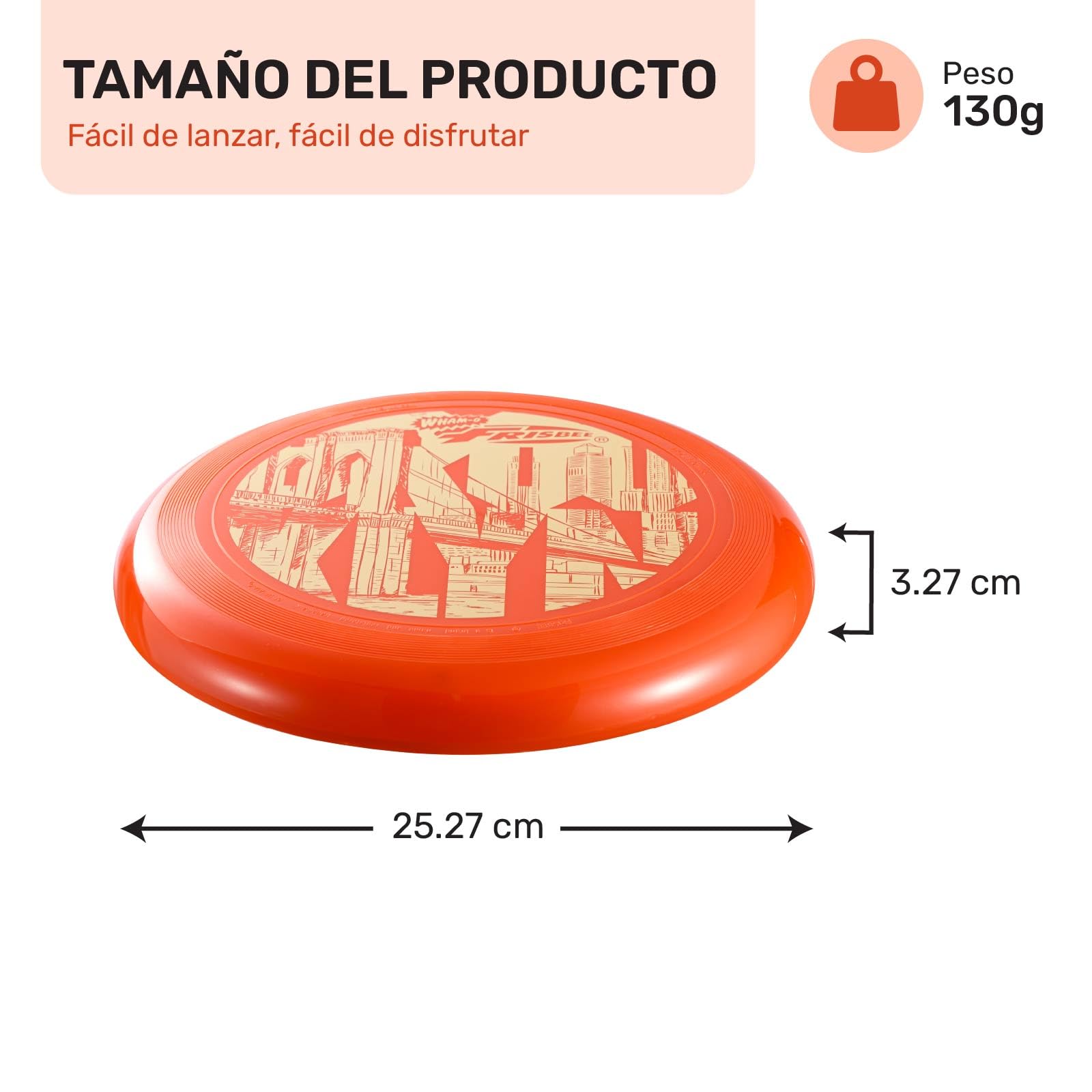 Wham-O Frisbee Cool Flyer Disco Volador 25.27cm Juguete Ligero para Niños Adolescentes 5+ Años Exteriores Playa Parque 130g