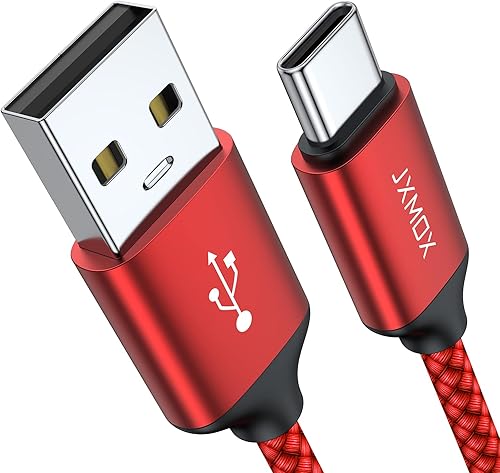 JXMOX Cable USB C, USB A a tipo C 3A de carga rápida (paquete de 2 unidades de 10 pies), cable de carga larga compatible con Samsung Galaxy S10 S9