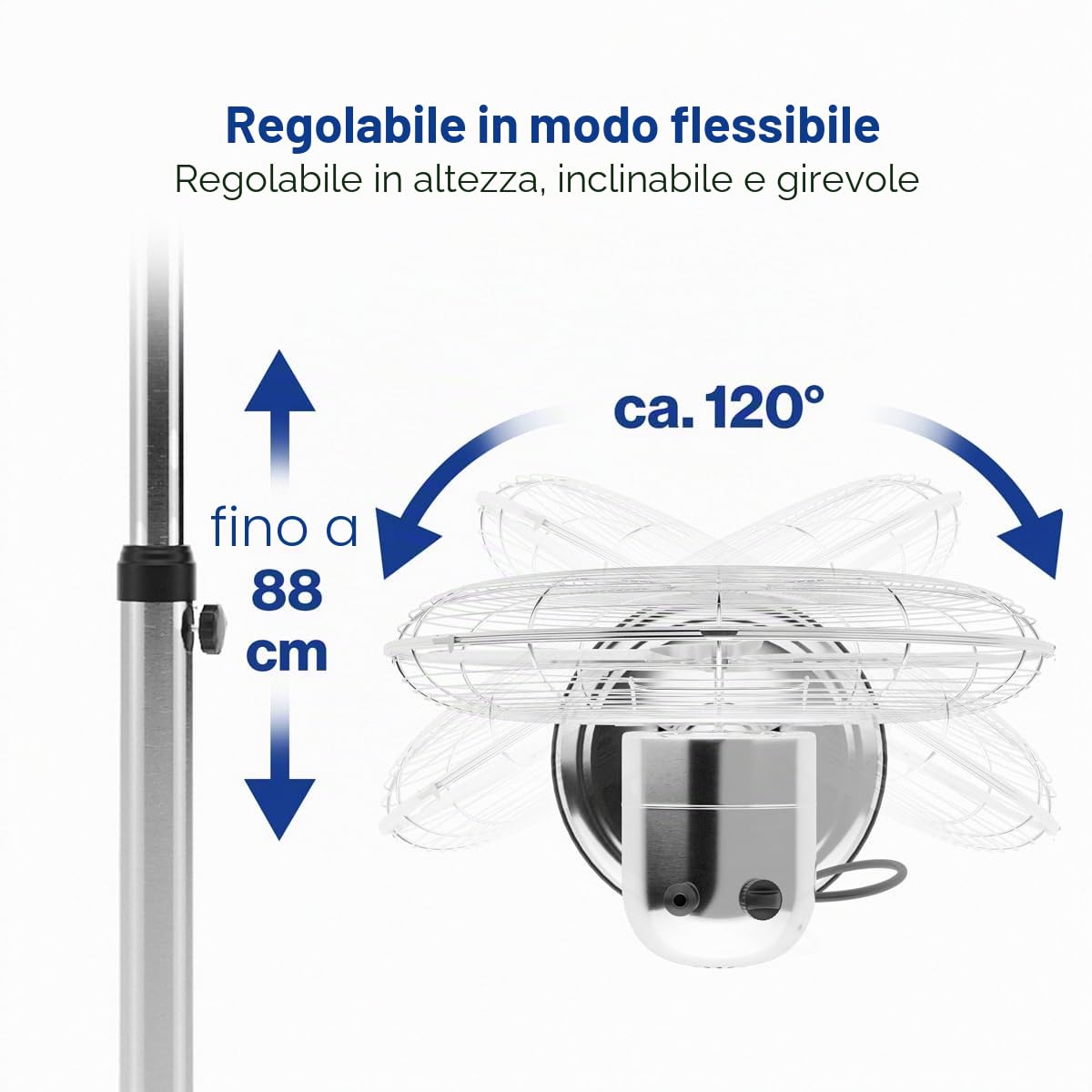 PROFI CARE PC-VL 3064 MS - Ventilatore a piantana in metallo, oscillante, inclinazione regolabile, Ø ca. 40 cm, in acciaio INOX