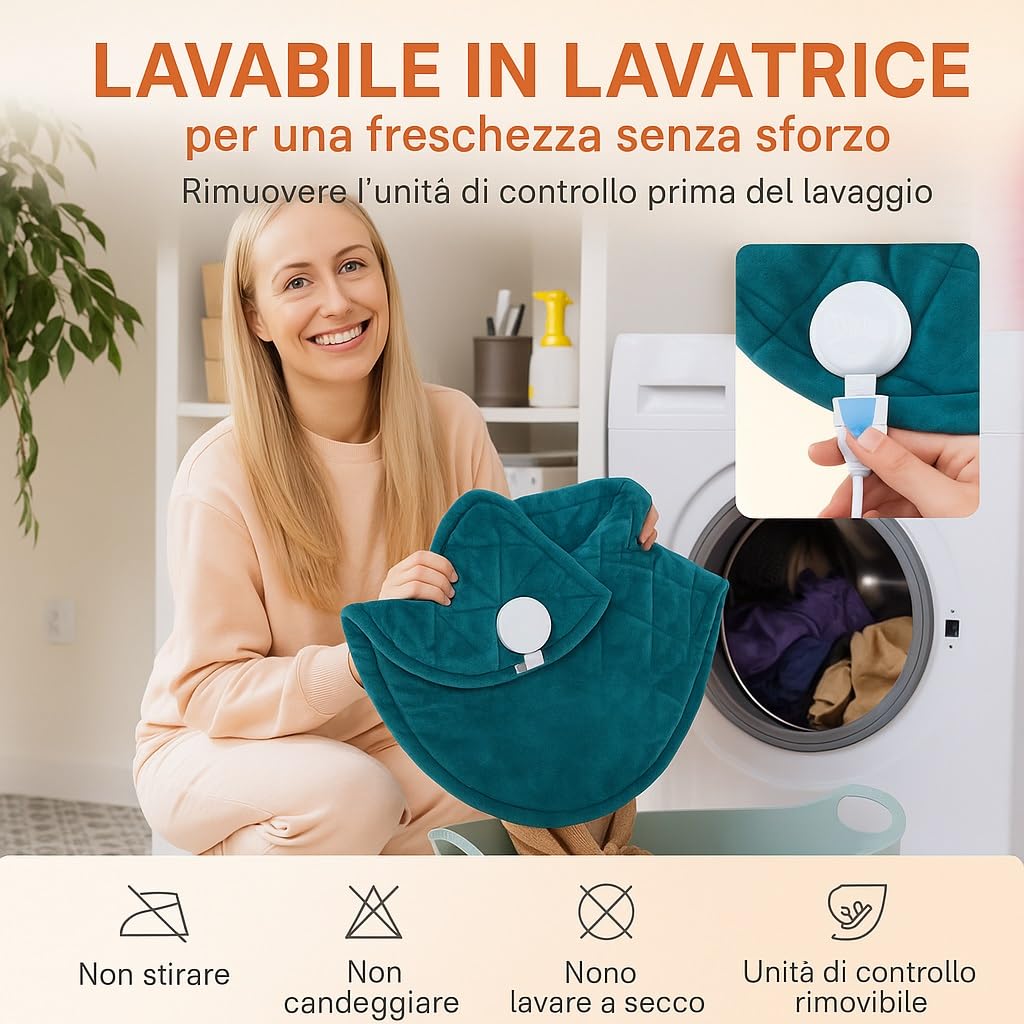 Cuscino Riscaldante Ponderato 1200g per Collo e Spalle, 5 Livelli di Calore, 4 Timer, Sollievo Dolore Cervicale, Lavabile in Lavatrice, Regalo per Donne, Uomini e Genitori