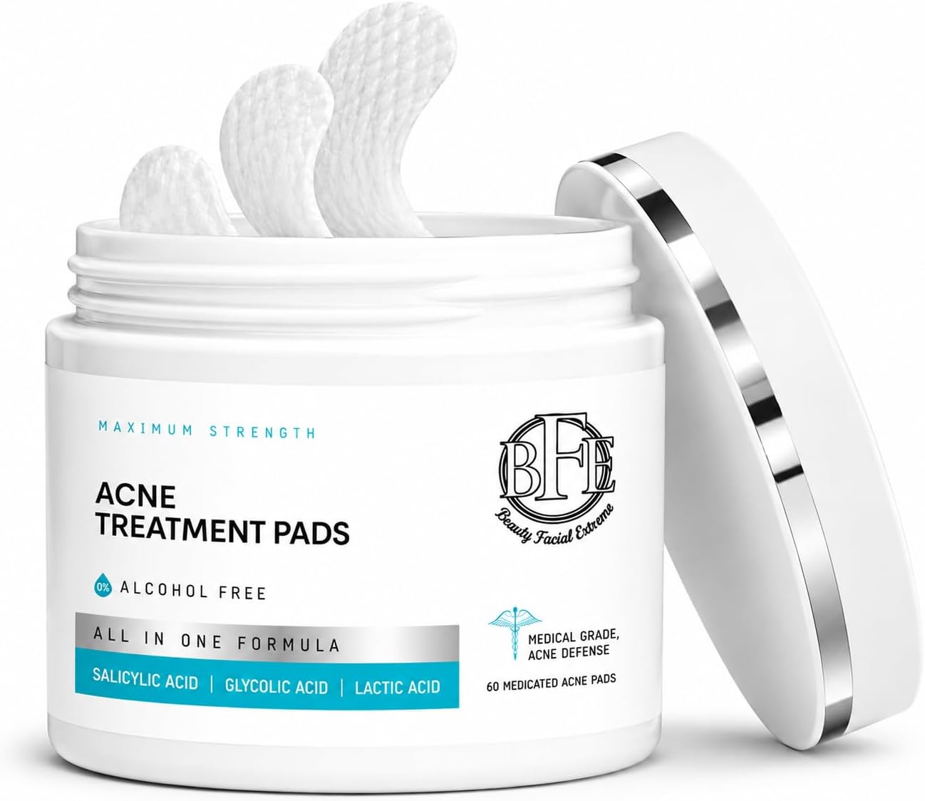 Acne Treatment Pads- Eliminates Cystic Breakouts, Oily Skin & Clogged Pores. Clear Pimple, Whitehead, Blackhead, Dark Spots & Improve Skin Texture.