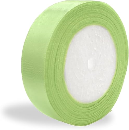 Cinta de satén verde Kelly de 1 pulgada para manualidades, cinta de satén de 1 pulgada, cinta de satén de una sola cara, rollo de cinta sólida