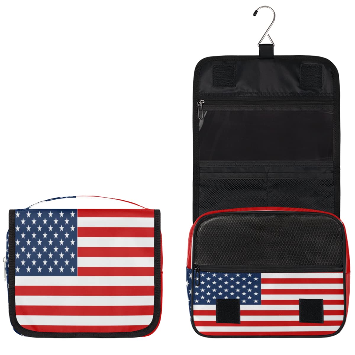 Kulturbeutel mit USA-Flaggen-Druck, amerikanische Flagge, Kulturbeutel, Unisex, hängende Toilettenartikel, Kosmetik, Make-up-Organizer, mehrfarbig, Einheitsgröße