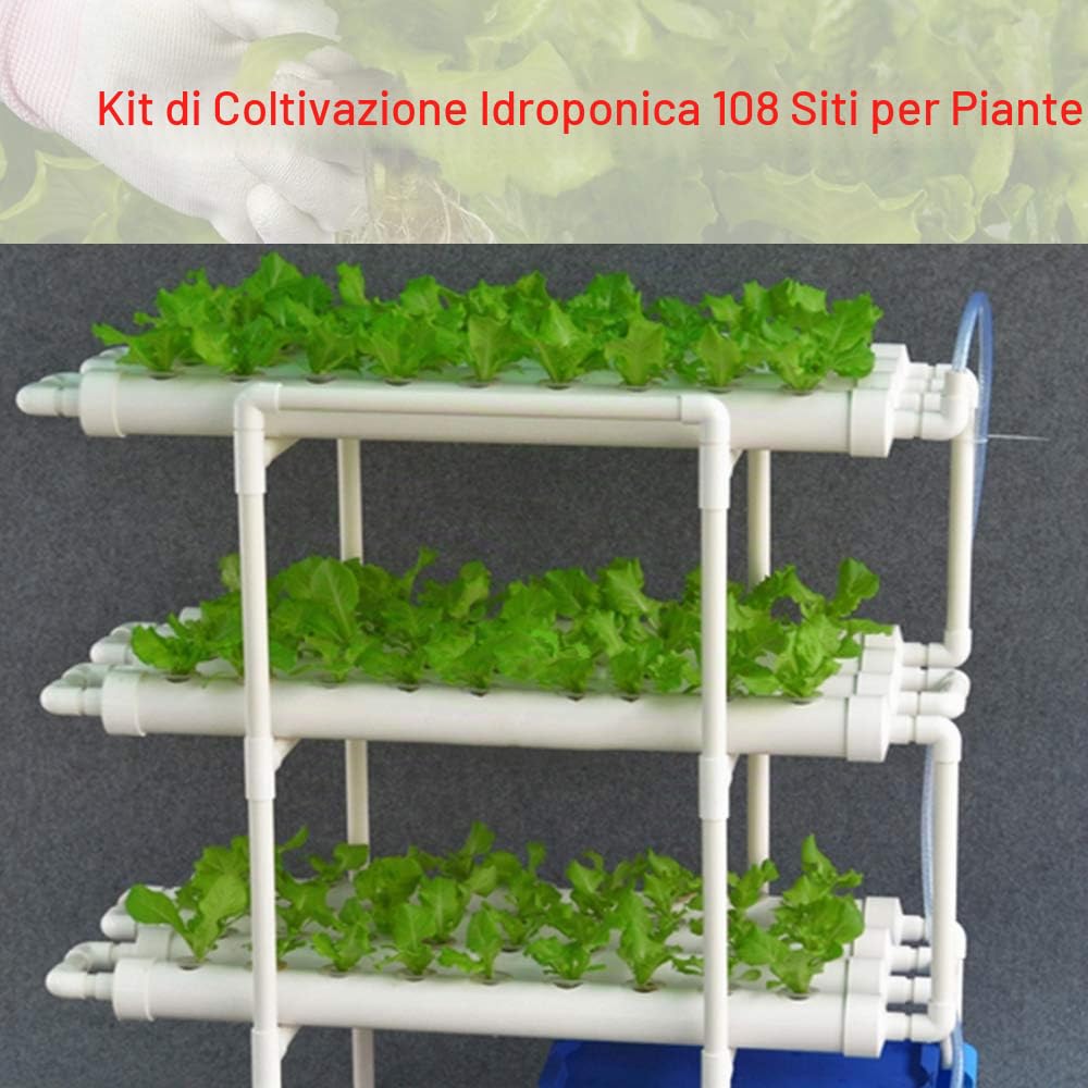 Sistema di coltivazione idroponica a 3 strati, kit sistema idroponico, kit di coltivazione idroponica a 108 fori, kit di cloni per piante fai da te, sistemi di coltivazione di piante senza