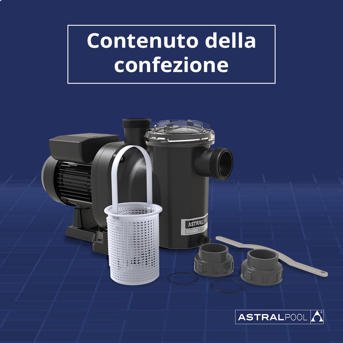 Pompa per piscina Sena 2 cv - Pompa Trifase per Acqua - Compatta e autoadescante - Capacità (l/h): 11.800 - Astralpool