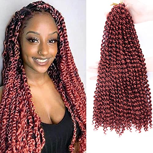 Ubeleco Passion Twist Hair, 18 Inch Water Wave Crochet Hair 6 Packs 22 Strands Pack Passion Twist Crochet Hair Long Bohemian Hair Copper Red Synthetic Braiding Hair Extensions(#350)