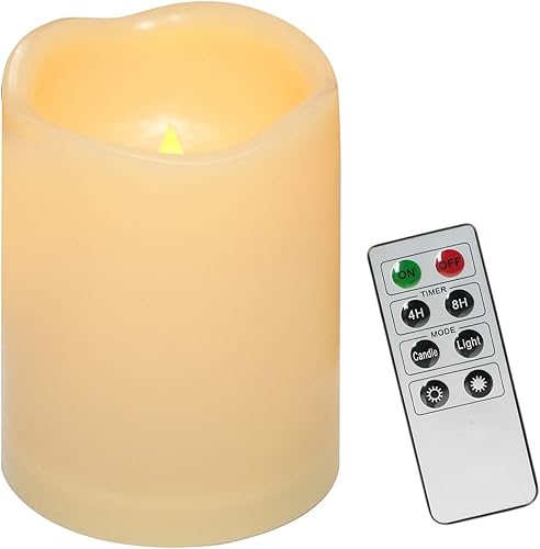 Vela de pilar LED para exteriores, resistente al agua, sin llama, con control remoto y temporizador, funciona a batería, vela decorativa de plástico