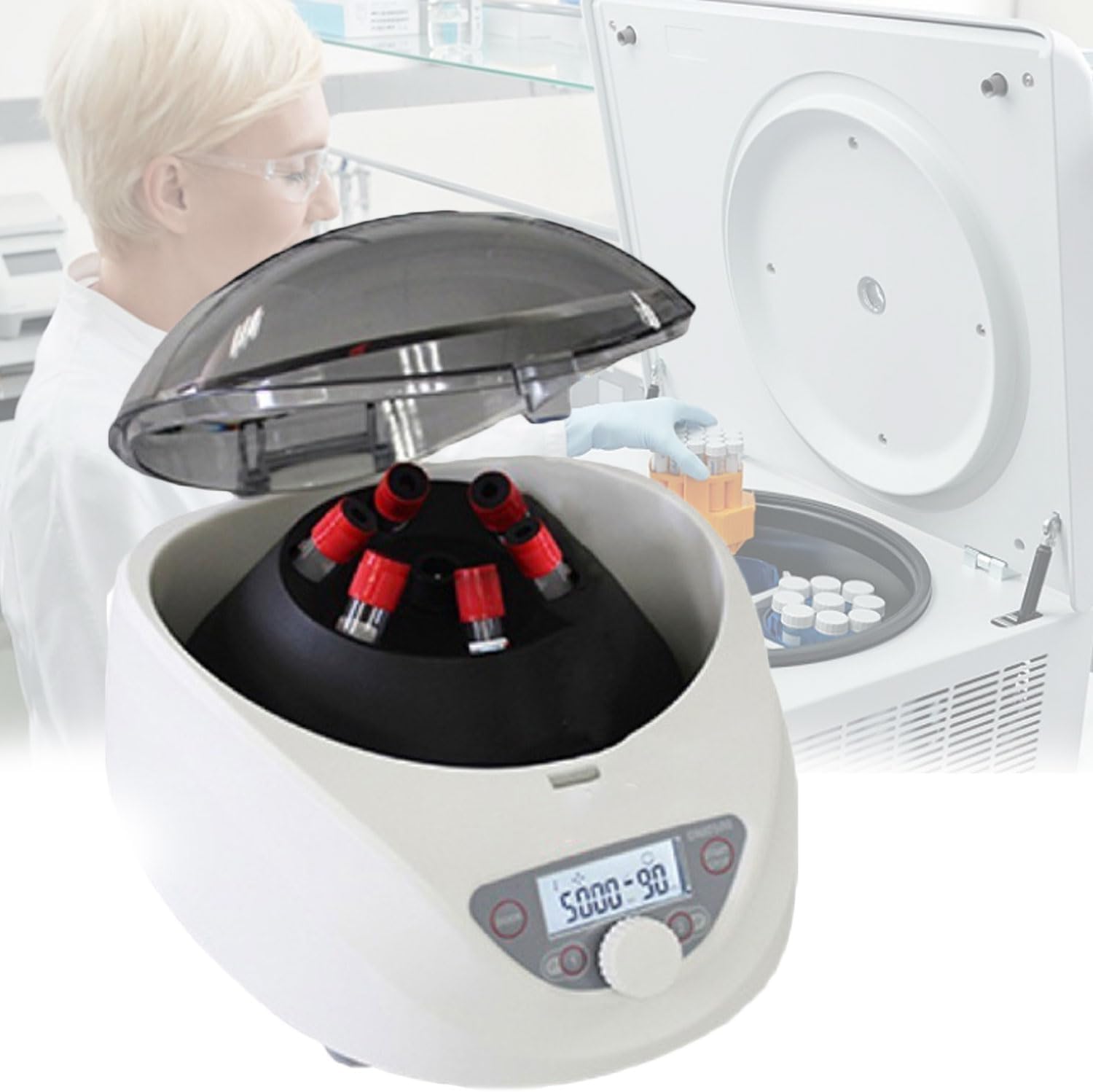 JOSBY Desktop PRP Centrifugal Machine, 300-5000 RPM Adjustable Speed Lab Benchtop Centrifuge, 30 Sec-99 Min Timer&Speed Control, Centrifugal Force 2350Xg, Plasma Serum Centrifuge, for Experiment