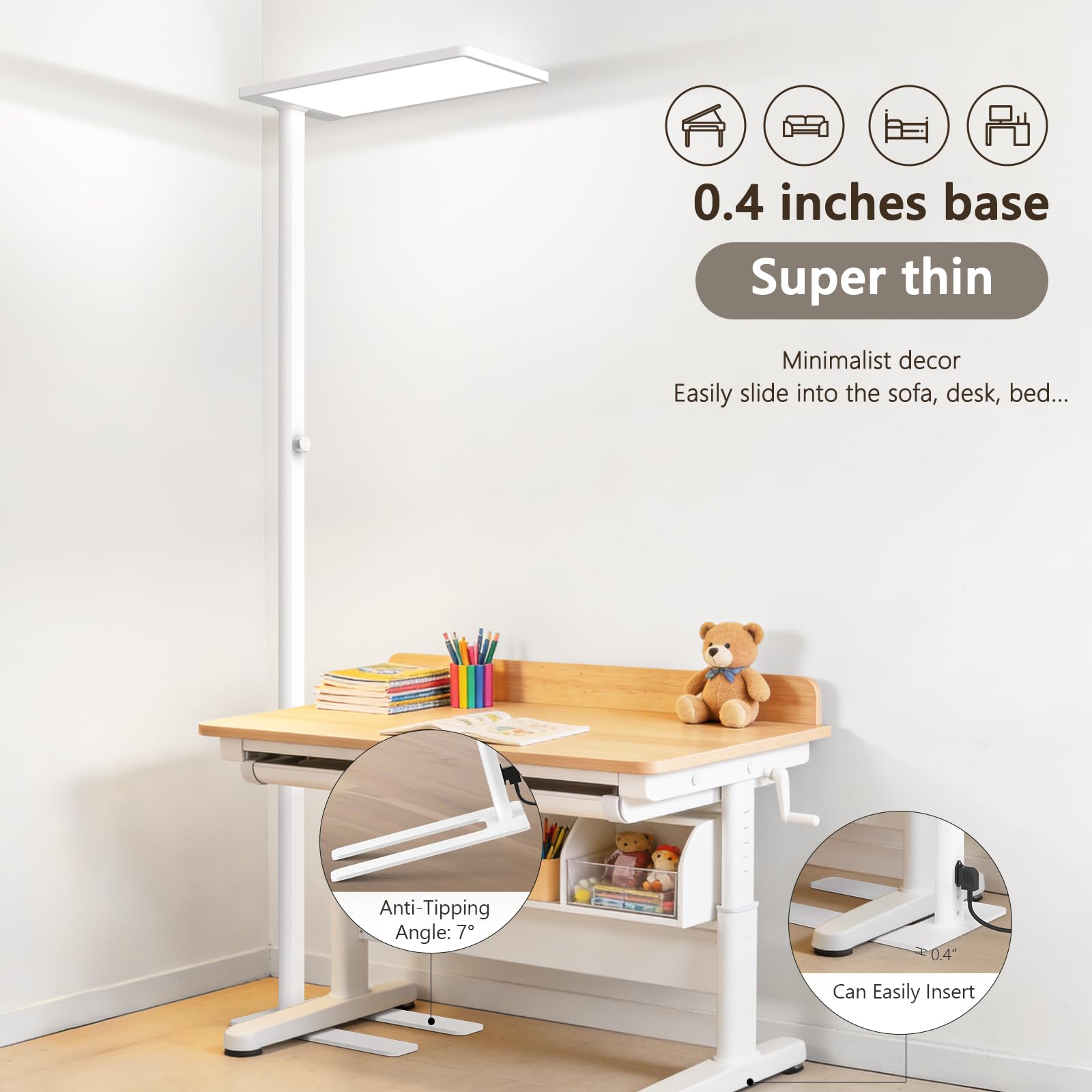 120W Led Floor Lamp 10000LM Full Spectrum Eye Care Reading Lamp 77 Knob Dimming Tall Floor Lamp with — view 7