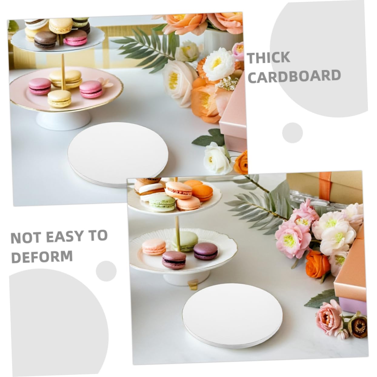 Cabilock Plateaux à Gâteaux Ronds 10 Pouces, Carton Blanc Épais, Lot de 7
