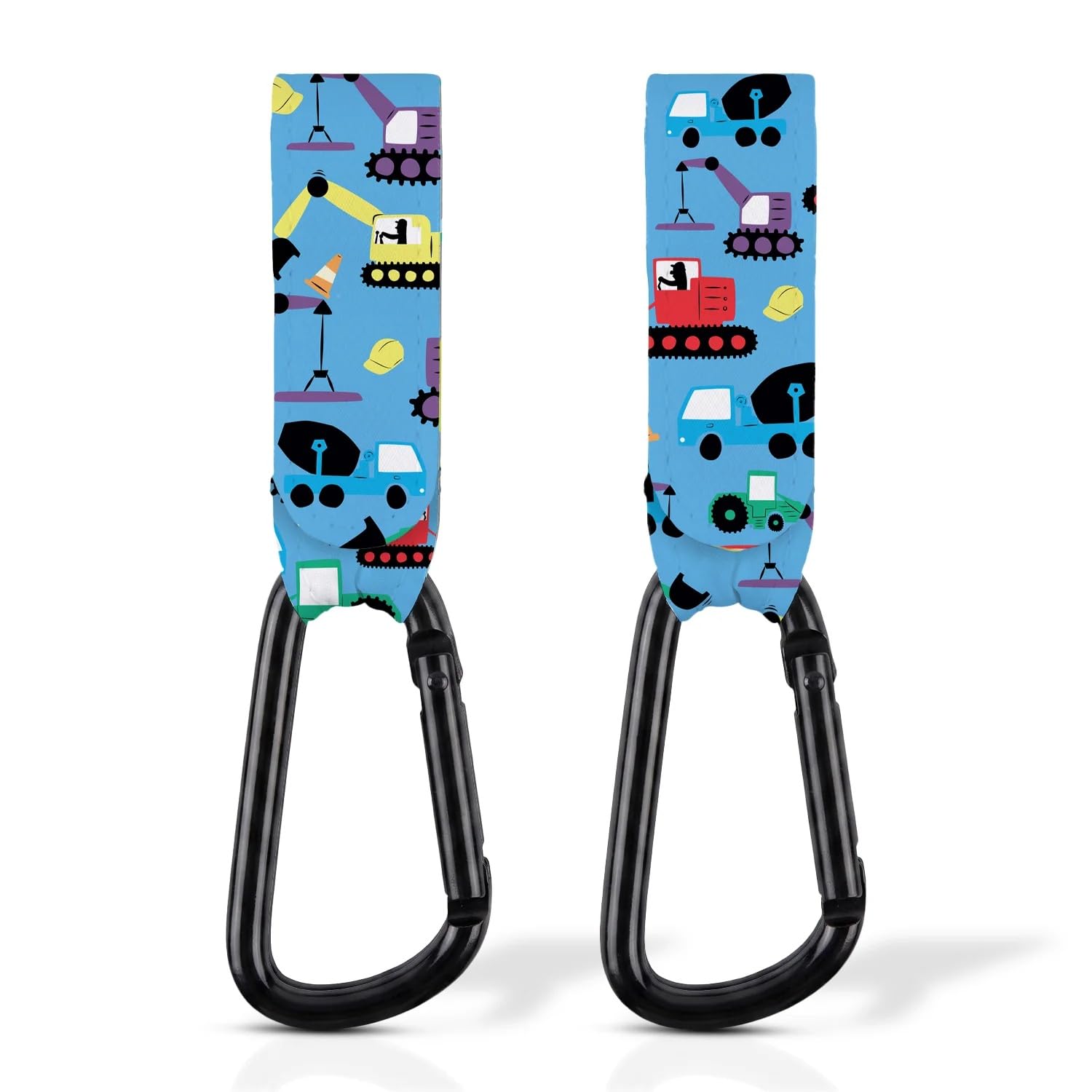 Tiddler Pram Clips Hooks Diggers & Lorries Carabiner Set of 2