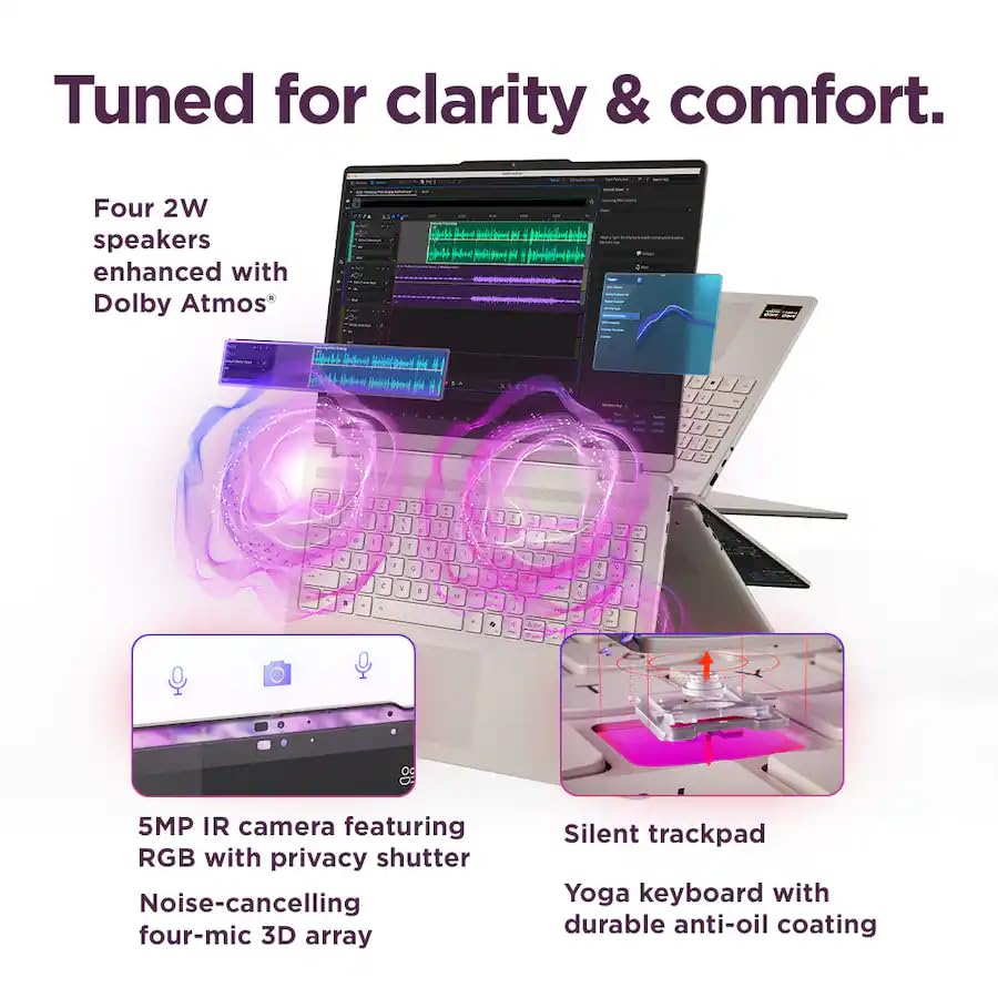 Image of Lenovo Yoga 7a 2-in-1Copilot+ PC Laptop, 16 inch 2K LCD Touchscreen, AMD Ryzen AI 7 445(Upto 50 AI Tops), 16GB LPDDR5X, 1TB SSD, WiFi 7, Backlit KB, Fingerprint, 1080P Webcam, Win11 PRO