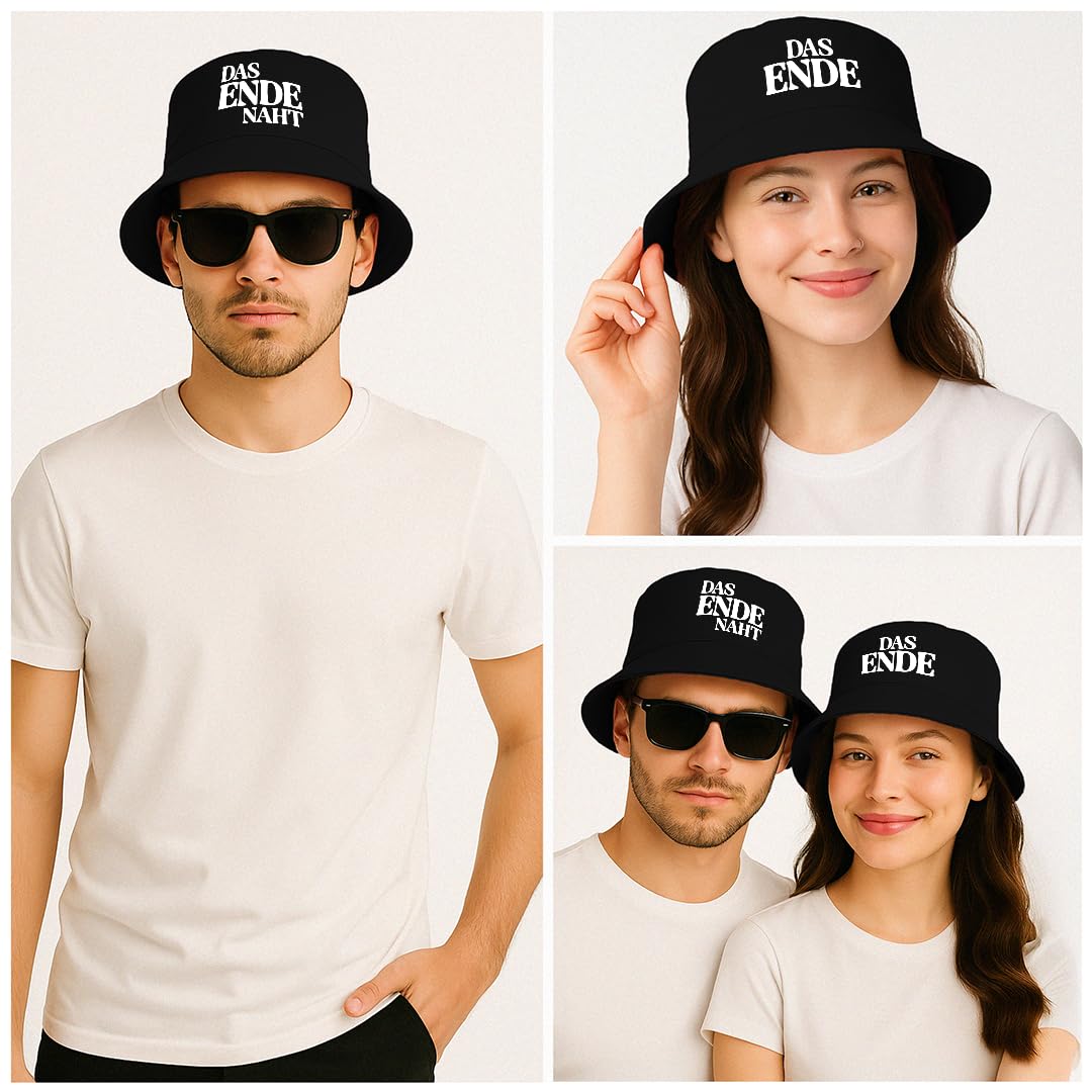 Prozente Momente Das Ende naht - 2er Set Fischerhut - Lustiger Fischerhut – Der perfekte Sonnenhut für Herren & Damen – Ideal als Malle-Outfit, Party-Accessoire & Festival-Eimerhut für den Strand