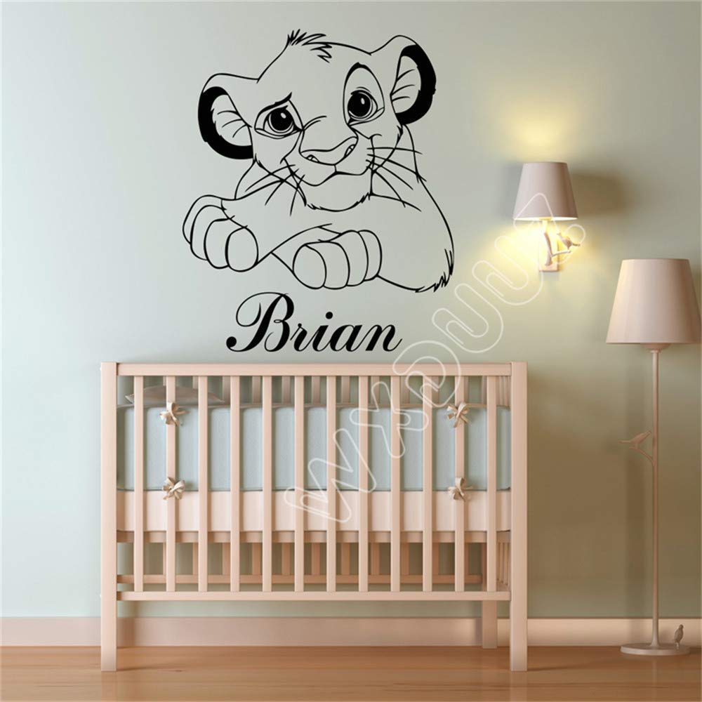 Lion King Art Decor Custom Name Cartoons Vinyl Sticker Simba Nursery Wall Decor Wall Stickers for Kids Rooms Mural B608 40 * 47cm