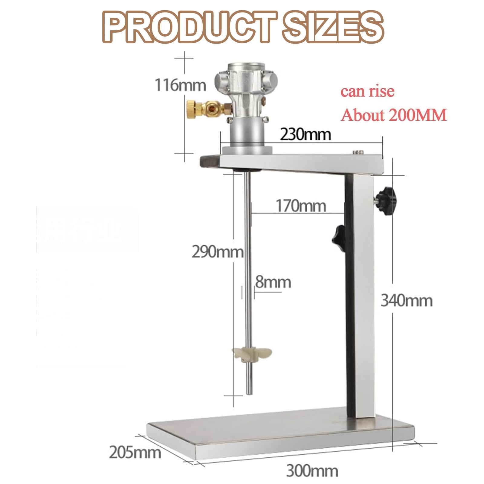 Mezclador de pintura neumático con soporte, agitador de aire de 1/16 HP, 50-3200 RPM, altura ajustable para mezclar resina epoxi, tinta, revestimiento, adhesivos y productos químicos