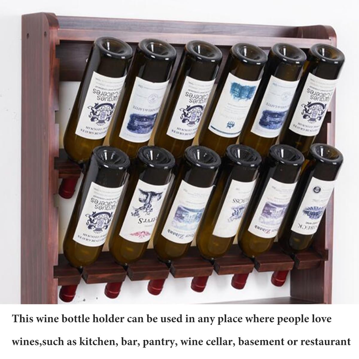 Portabottiglie a Parete, Portabottiglie in Vetro con 10 Portabottiglie, Portabottiglie Multifunzionale in Metallo per Espositore per Vino 100x68x11 cm, per Bar di Casa Sala da Pranzo Cucina
